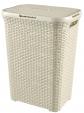 | Coffre � Linge 60L  Aspect rotin 44,8x34,1x61,5 cm Ivoire