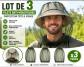 Lot de 3 Filets Anti Moustiques T�te Visage Camping P�che Randonn�e Jardinage