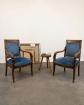 Ernest, la paire de fauteuils en bois et velours bleu N�1040