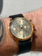 ancienne montre m�canique chronographe lynx jaune landeron 187 - 3,6cm test� ok