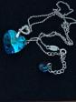 Collier cha�ne plaqu� argent avec pendentif coeur cristal bleu�tat comme...