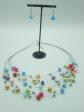 Parure de bijoux multicolore   Collier 40 45cm multi rangs et boucles d'oreilles