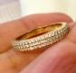 Or 18 Carats, Sublime Bague Alliance Vintage Demi Pav�e 3 Rangs, Anneau 18K 750