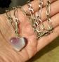 Argent Massif Gros Collier Vintage, Cha�ne Maille Cheval Figaro, Pendentif Coeur
