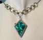Argent Massif 925, Ancien Collier Pendentif Nacre Abalone Cha�ne, Bijoux Vintage