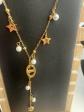 Collier dor� avec perle blanche en acier inoxydable   Bijou �l�gant