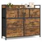 Commode, Armoire, Meuble de Rangement, 7 Tiroirs en Tissu avec Poign�es