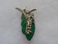 9th RCP Para Cavalry Regiment Badge, Silver Metal, Green Background G1366