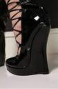 Giaro SLICK EXTREM boots 18cm lace Wedge 37 high heels Black leather PU pumps
