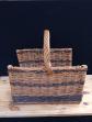 Ancien Panier A B�ches En Osier, Vintage Antique Handcrafted Wicker Basket