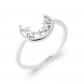 Bague Lune Croissant Cristal Zirconio Stelle Argento 925-000 Rodinato