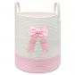 Panier � linge rose, panier � linge en corde de coton, panier de rangement po...