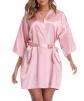 Kimono Femme Satin Mariage Bridesmaid Peignoir Manche Courte Peignoir Robe de...