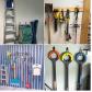 Crochets muraux outils 3 H 14 pi�ces acier garage atelier noir