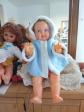 PALETOT Tricot LAINE point Mousse 2 Epaisseurs Bleu & Blanc BEBE ou POUPON