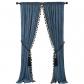 Rideaux occultants � Pompons en Velours pour Salon, Chambre � Coucher (Gris