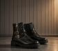 Bottines femme style motard noires lacets   zip, boucles, antid�rapant