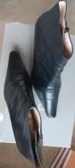 Heyraud bottines femme cuir noir talon aiguille haut bout pointu T.37 zip