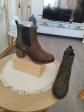 La halle aux v�tements Bottines Chelsea femme daim vert-marron 41 talon bloc