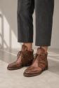 Marith� Fran�ois Girbaud Bottines Cuir Gris Patin� Clout�es Lacets Vintage T39