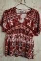 Desigual chemisier femme M rouge-blanc floral col V manches courtes