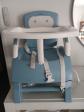 Thermobaby chaise haute pliable b�b� avec plateau, bleu-blanc, harnais