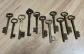 Lot de 11 grandes Clefs anciennes de serrure, porte, meuble, Cl�s acier laiton