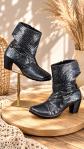 Goldmud bottines femme cuir noir imprim� animal talon 6 cm zip 37