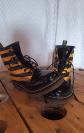 Dr. Martens AirWair bottillons femme cuir vernis ray� noir orange EU38