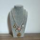 Collier Double Rang Acier Inoxydable Or Perles Coquillage �toile Soleil Neuf