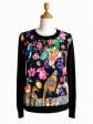 DESIGUAL pull fin coton noir , motif floral oiseaux taille M
