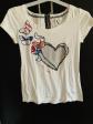Desigual T shirt femme M blanc manches courtes dos ouvert papillons