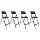 Lot de quatre chaises de bar pliantes noires   Ht 120cm   Chaises hautes pliante