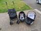 Chicco poussette 3 en 1 noir-blanc avec nacelle et si�ge auto coque b�b�
