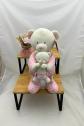 KEEL TOYS OURS VELOURS ROSE  � POIS   AVEC SON B�B� 25CM ASSIS  NEUF
