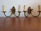 Paire d appliques murales vintage en laiton   2 feux   ann�es 1950-60