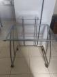 Bureau d ordinateur verre et m�tal argent�-transparent 80 x 60 x 76 cm