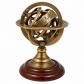 Sph�re armillaire d�corative en laiton et bois 14 cm