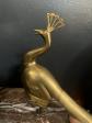 Figurine d�corative paon  en laiton-bronze  autoportante