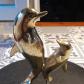 Figurine dauphin d�corative en Laiton argent� brillant Haut 18cm Et 625g