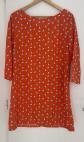 Goa robe femme orange imprim�e L genou manches 3-4 col rond zip dos