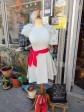 Robe femme blanche-rouge �vas�e dos nu col rond n ud zipp�e S