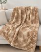 Jet� de canap� marron-blanc motif tachet� animal textile moderne rectangulaire
