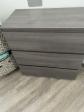 Commode rectangulaire bois gris 3 tiroirs 85x50x85 cm autoportante