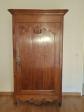 Armoire penderie bois marron 1 porte miroir, 2 �tag�res, 1 tiroir 205x105x50