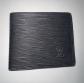 Louis Vuitton Portefeuille homme bifold cuir noir logo porte cartes