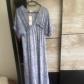 Robe maxi femme bleu-blanc imprim� col V manches courtes taille �lastique TU