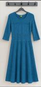 BODT LR Robe femme bleu tricot ajour� �vas�e col rond manches 3-4