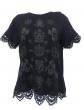 NEUF, Tee Shirt DESIGUAL, noir, dentelle, Taille 34-36