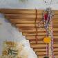 Fl�te de Pan bambou artisanale ensemble de tubes avec cordons et pompons